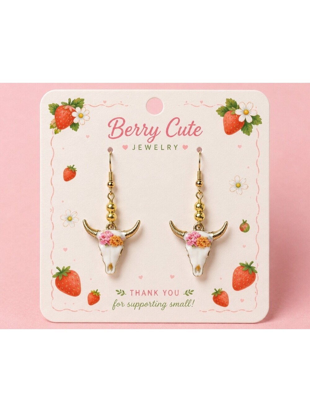 Country Charm Longhorn Cattle Ranch Farm Rose Hypoallergenic Earrings